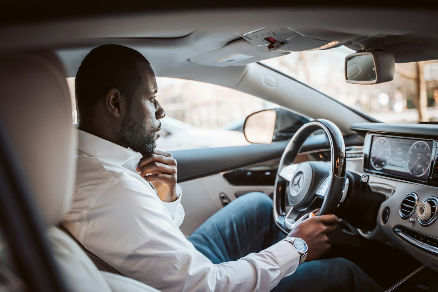 A driver at the wheel